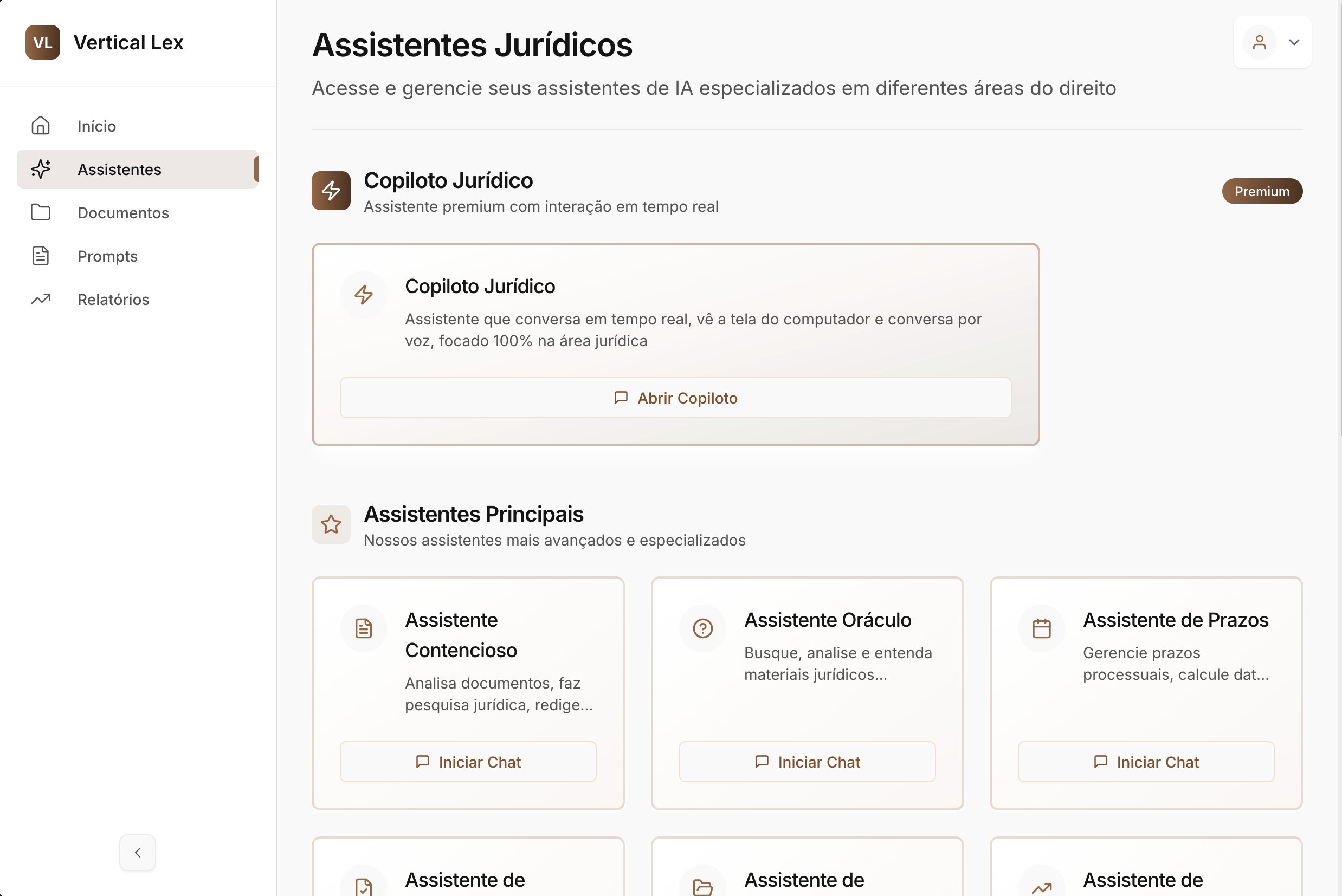 Assistentes Jurídicos - Interface de IA especializada